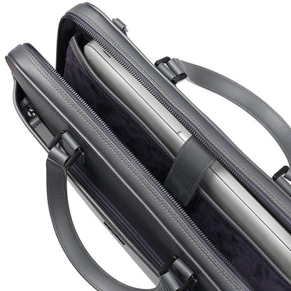 Lapis Bard Ducorium Leather Spencer 15-inch Laptop Briefcase - Graphite with Detachable Belt