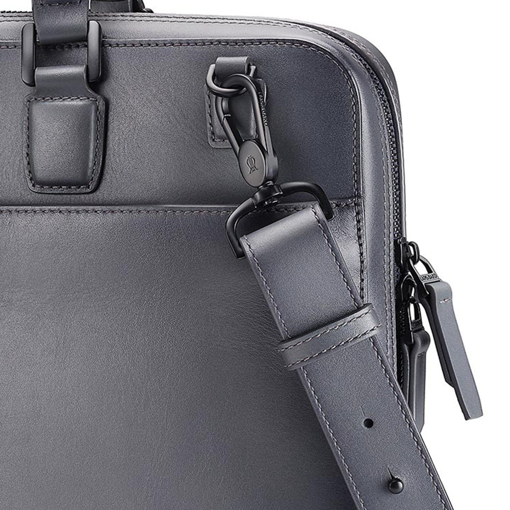 Lapis Bard Ducorium Leather Spencer 15-inch Laptop Briefcase - Graphite with Detachable Belt