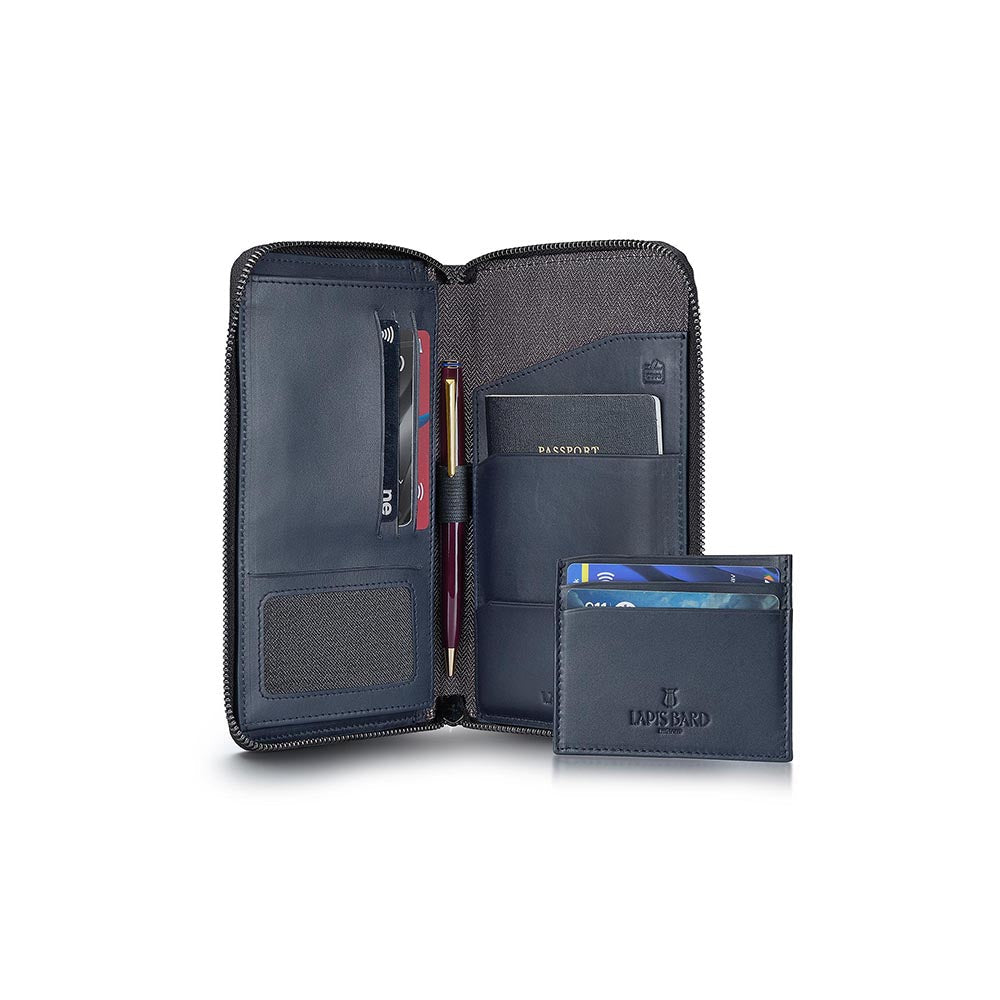 Lapis Bard Enigma Passport Wallet - Navy