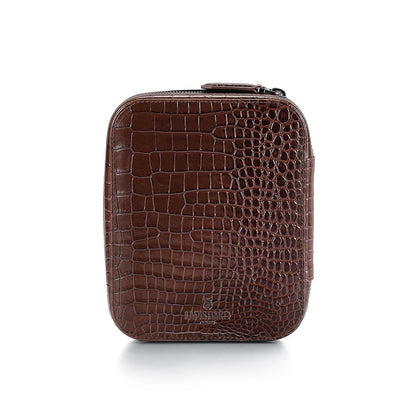 Lapis Bard Mandeville Croc-Textured Watchcase (4 Slots) - Dark Brown