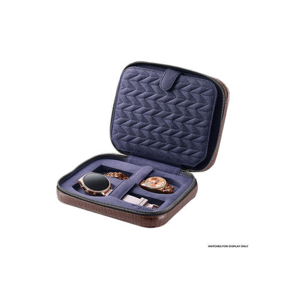Lapis Bard Mandeville Croc-Textured Watchcase (4 Slots) - Dark Brown