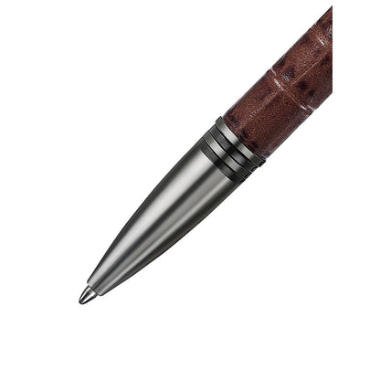 Lapis Bard Mandeville Croc-Textured Ballpoint Pen - Dark Brown