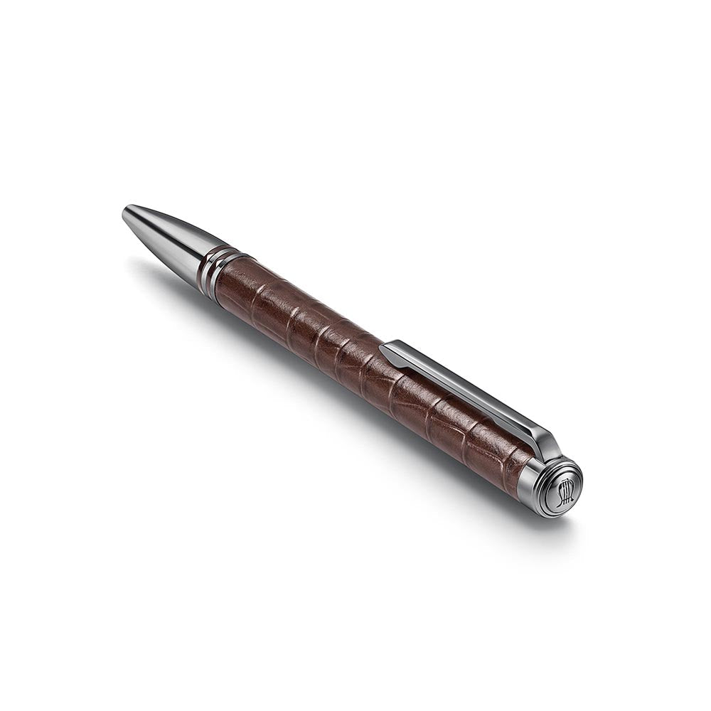 Lapis Bard Mandeville Croc-Textured Ballpoint Pen - Dark Brown