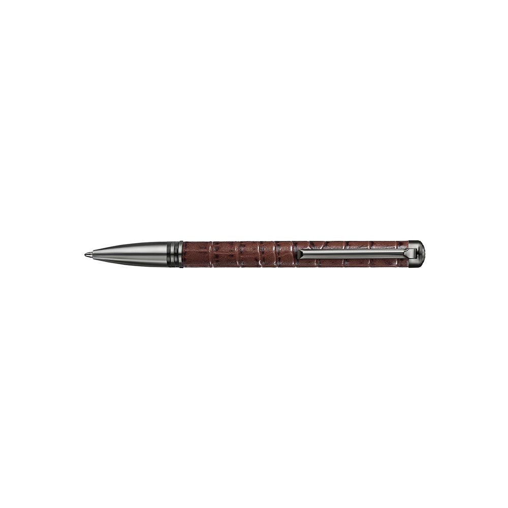 Lapis Bard Mandeville Croc-Textured Ballpoint Pen - Dark Brown