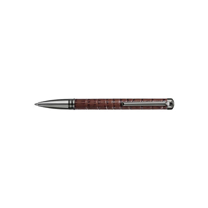 Lapis Bard Mandeville Croc-Textured Ballpoint Pen - Dark Brown