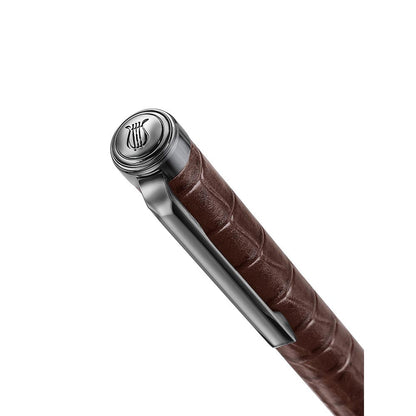 Lapis Bard Mandeville Croc-Textured Ballpoint Pen - Dark Brown