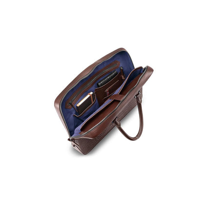 Lapis Bard Dark Brown Mandeville 14-Inch Croc-Textured Laptop Bag