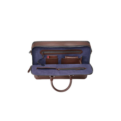 Lapis Bard Dark Brown Mandeville 15-Inch Croc-Textured Laptop Bag with Detachable Strap