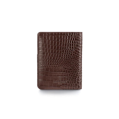Lapis Bard Dark Brown Mandeville Croc-Textured Passport Wallet