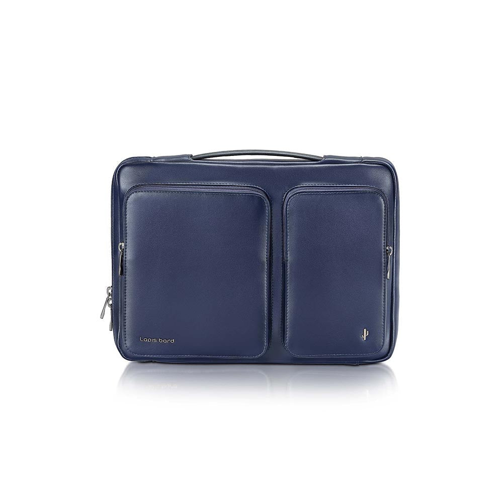 Lapis Bard Crossover Desert Bloom Cactus Leather Laptop Bag With Shoulder Strap - Navy Blue