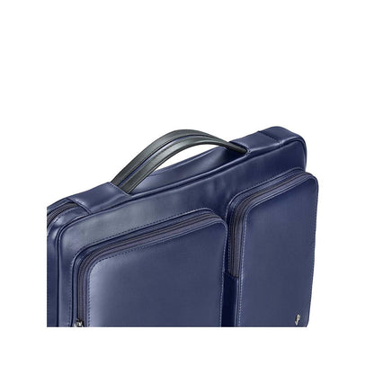 Lapis Bard Crossover Desert Bloom Cactus Leather Laptop Bag With Shoulder Strap - Navy Blue