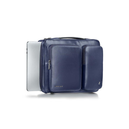 Lapis Bard Crossover Desert Bloom Cactus Leather Laptop Bag With Shoulder Strap - Navy Blue