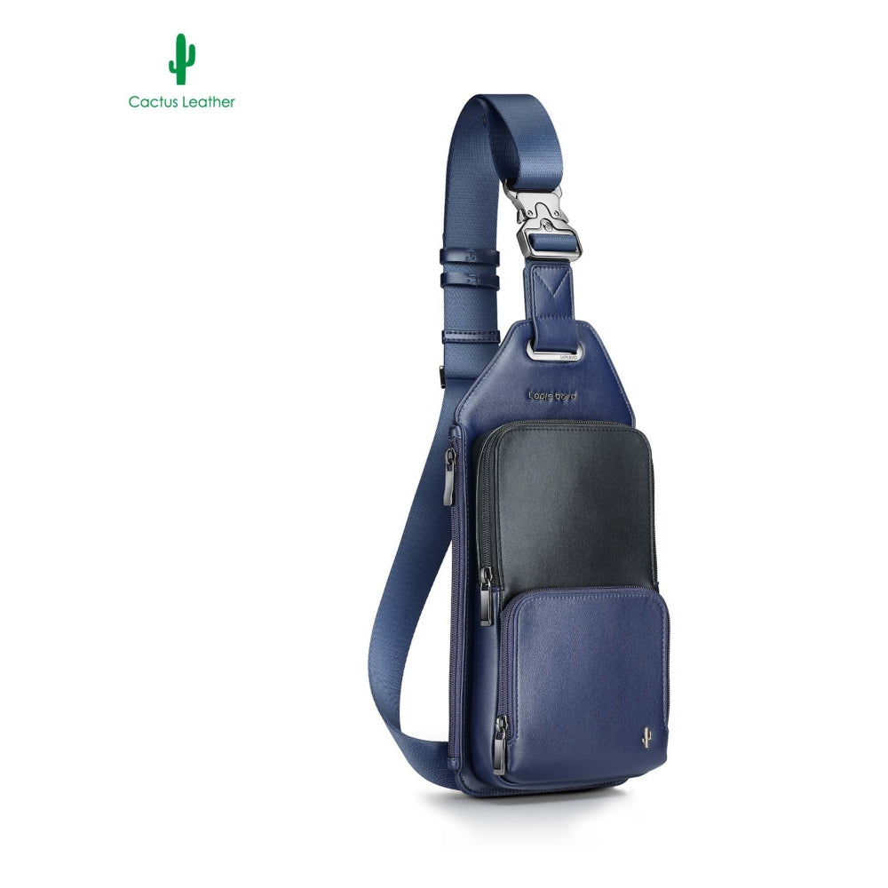 Lapis Bard Crossover Desert Bloom Cactus Leather Crossbody Bag - Navy Blue