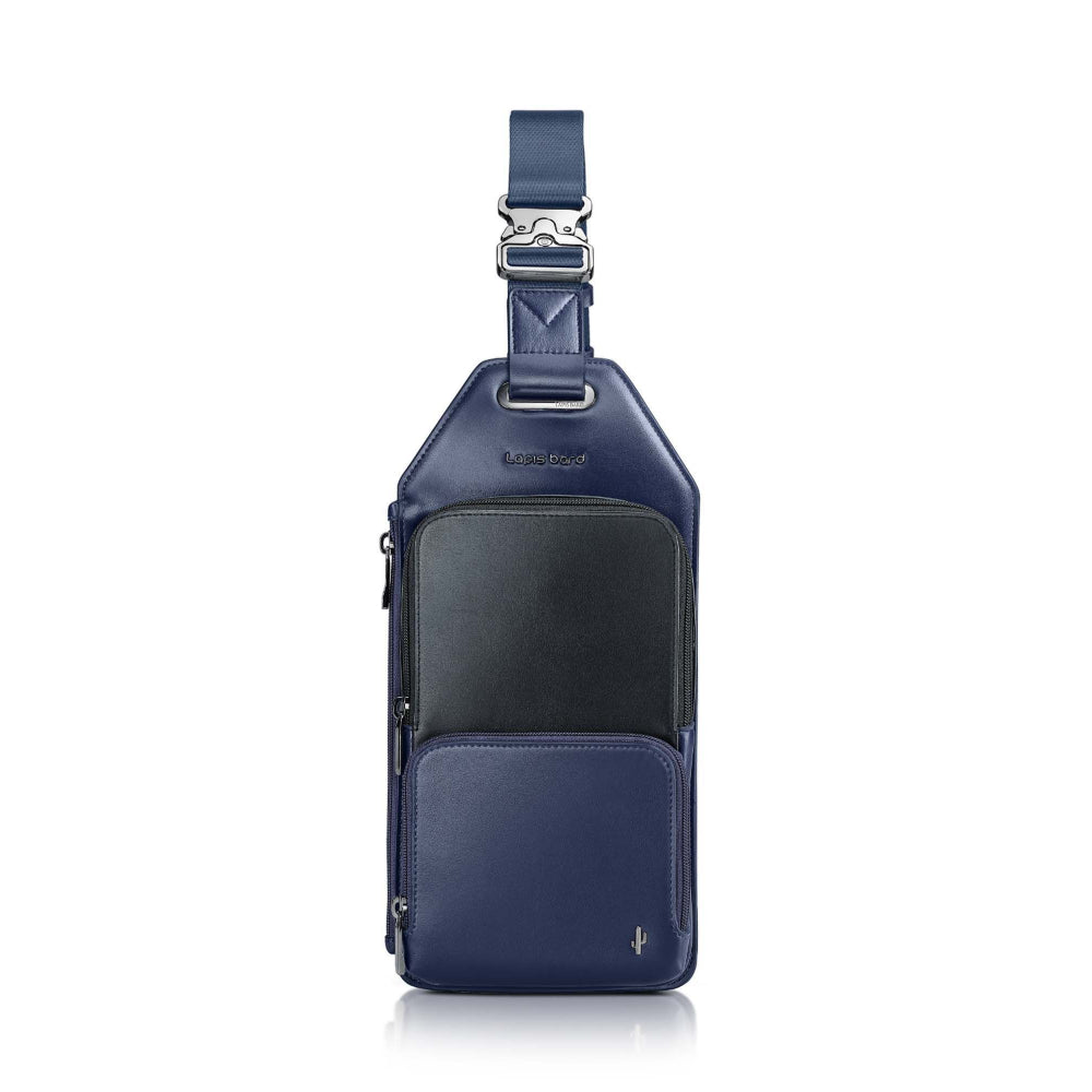 Lapis Bard Crossover Desert Bloom Cactus Leather Crossbody Bag - Navy Blue