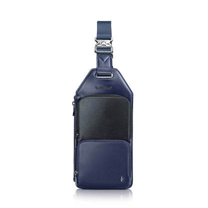 Lapis Bard Crossover Desert Bloom Cactus Leather Crossbody Bag - Navy Blue
