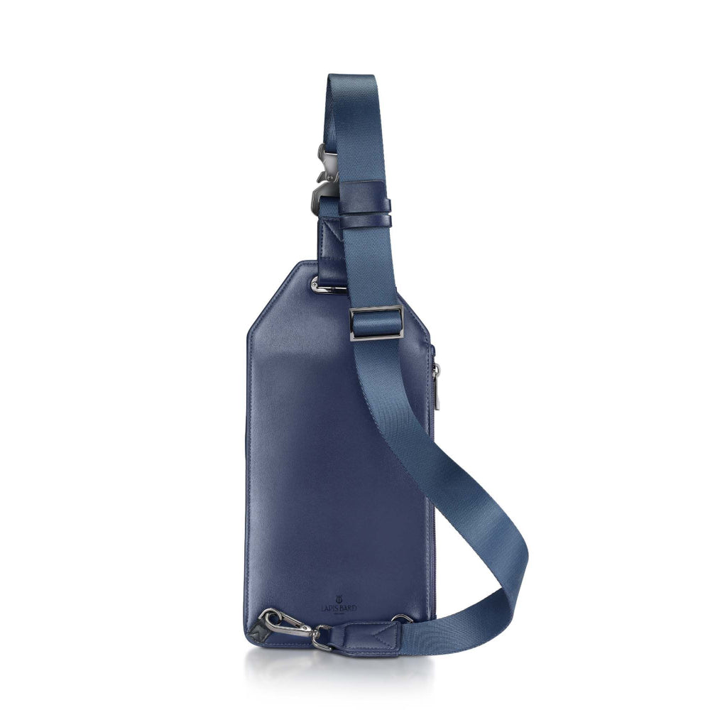 Lapis Bard Crossover Desert Bloom Cactus Leather Crossbody Bag - Navy Blue