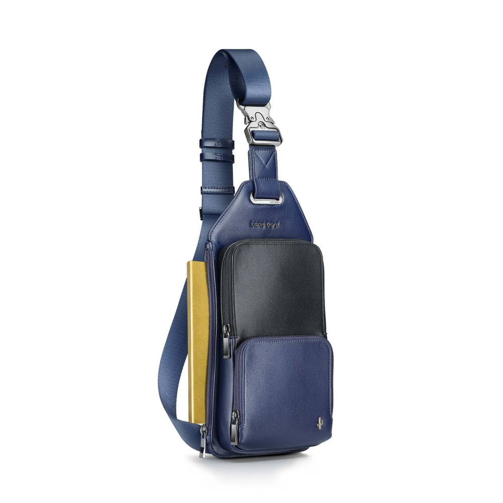 Lapis Bard Crossover Desert Bloom Cactus Leather Crossbody Bag - Navy Blue