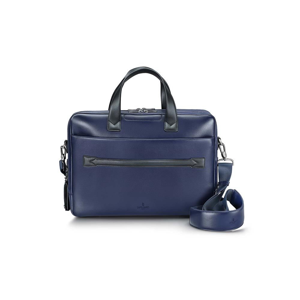 Lapis Bard Crossover Desert Bloom Cactus Leather Briefcase Bag - Navy Blue