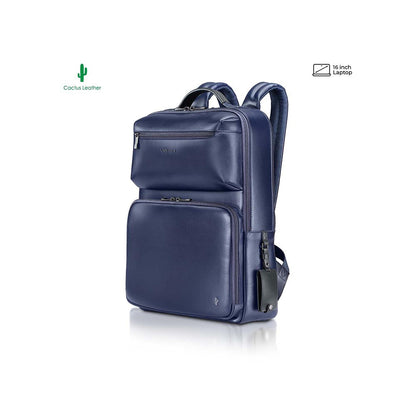 Lapis Bard Crossover Desert Bloom Cactus Leather Backpack - Navy Blue