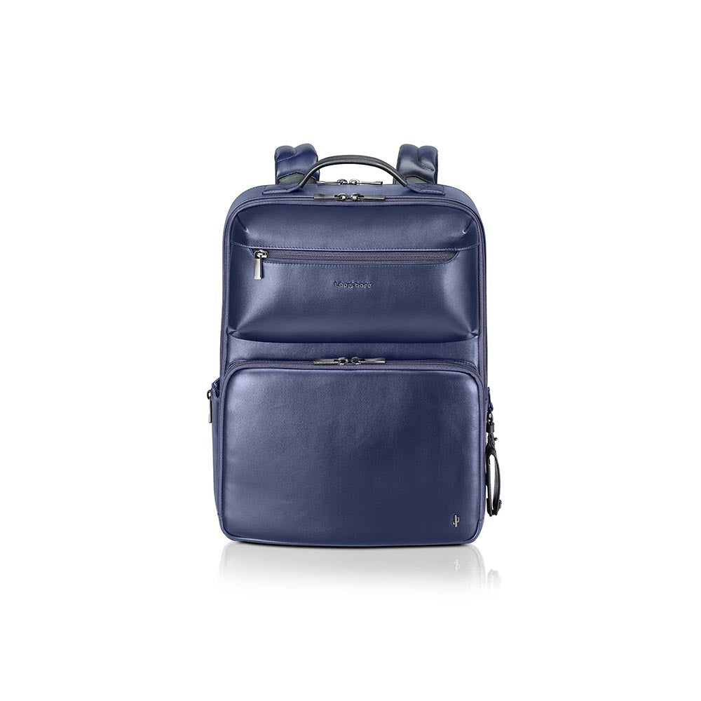 Lapis Bard Crossover Desert Bloom Cactus Leather Backpack - Navy Blue
