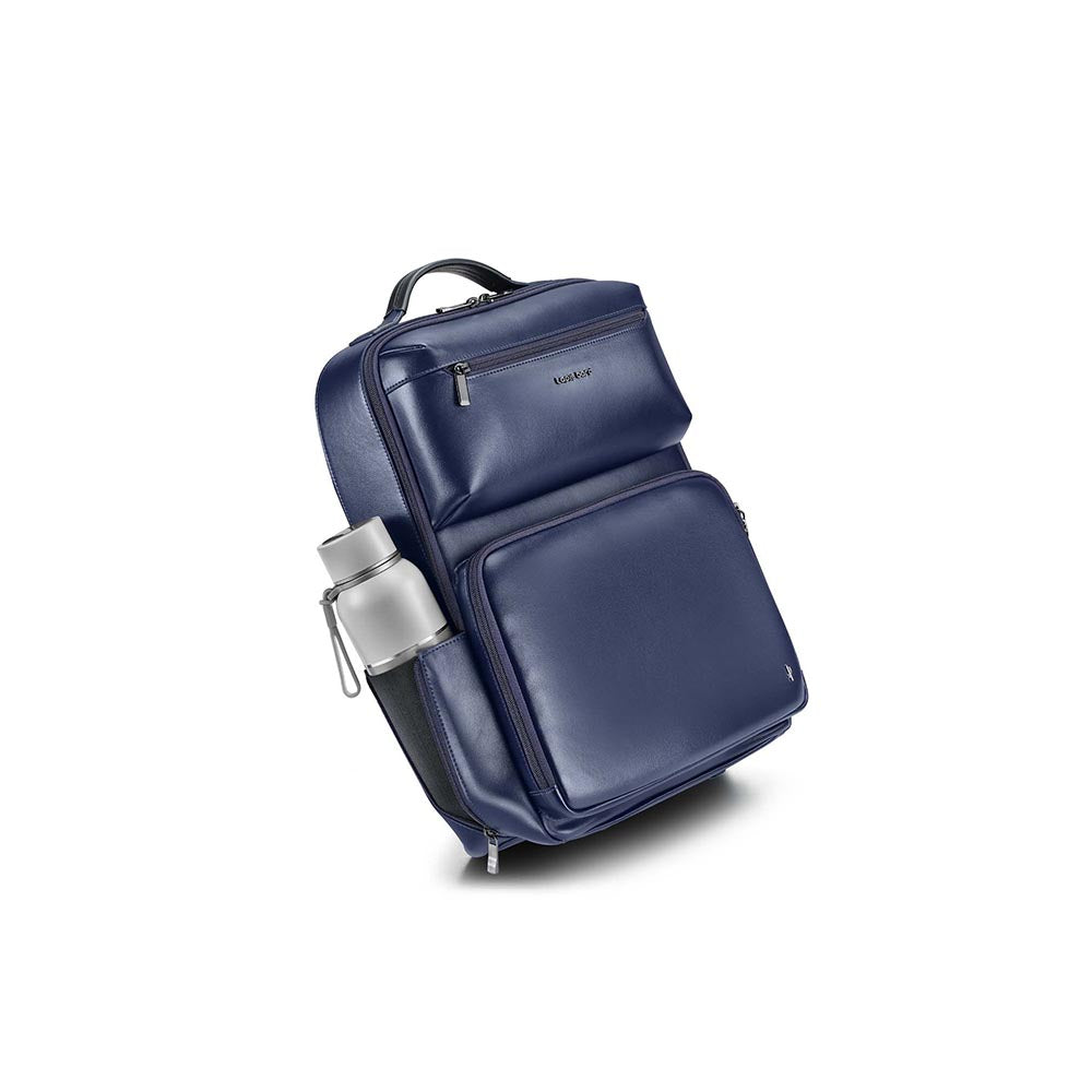 Lapis Bard Crossover Desert Bloom Cactus Leather Backpack - Navy Blue