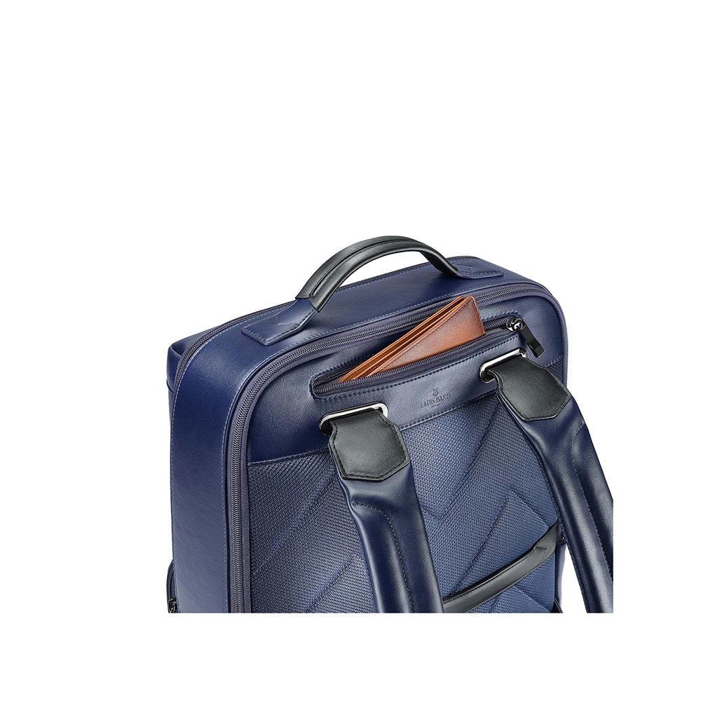 Lapis Bard Crossover Desert Bloom Cactus Leather Backpack - Navy Blue