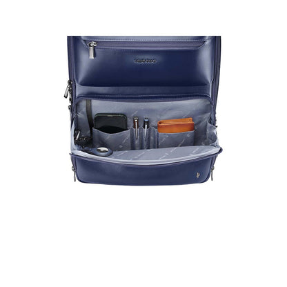 Lapis Bard Crossover Desert Bloom Cactus Leather Backpack - Navy Blue