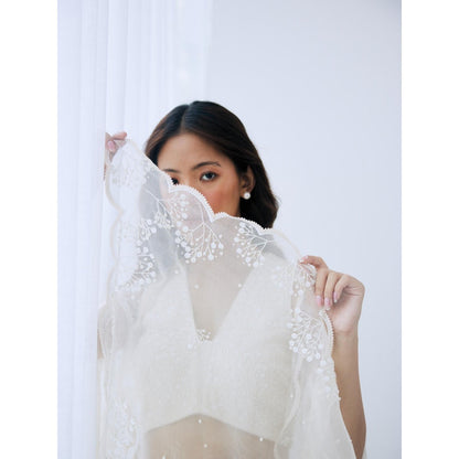 Lavanya Ahuja Ivory Organza Cloud Cape