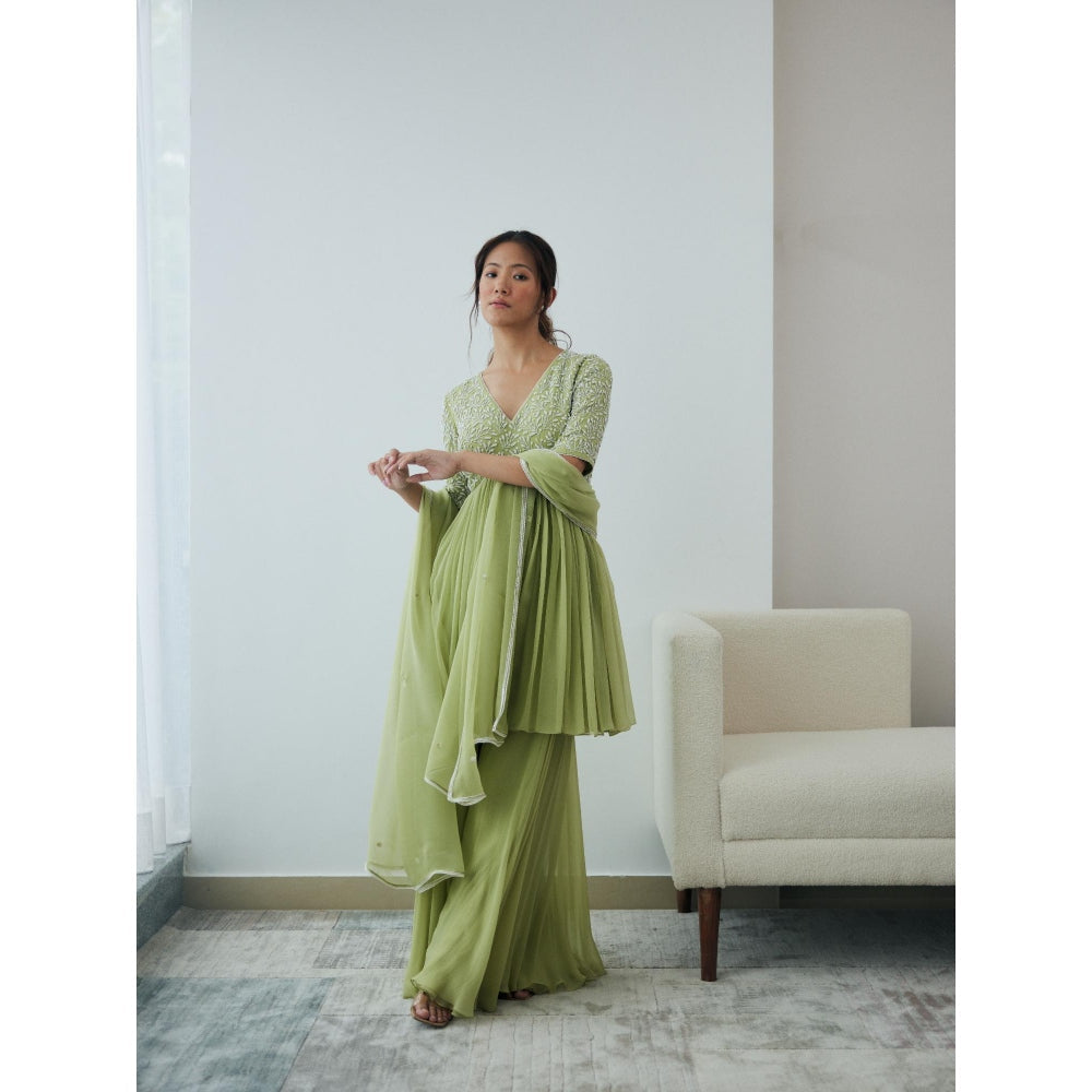 Lavanya Ahuja New Leaf Kurta and Sharara with Dupatta (Set of 3)