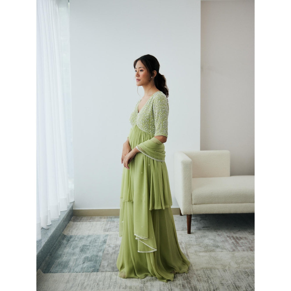 Lavanya Ahuja New Leaf Kurta and Sharara with Dupatta (Set of 3)