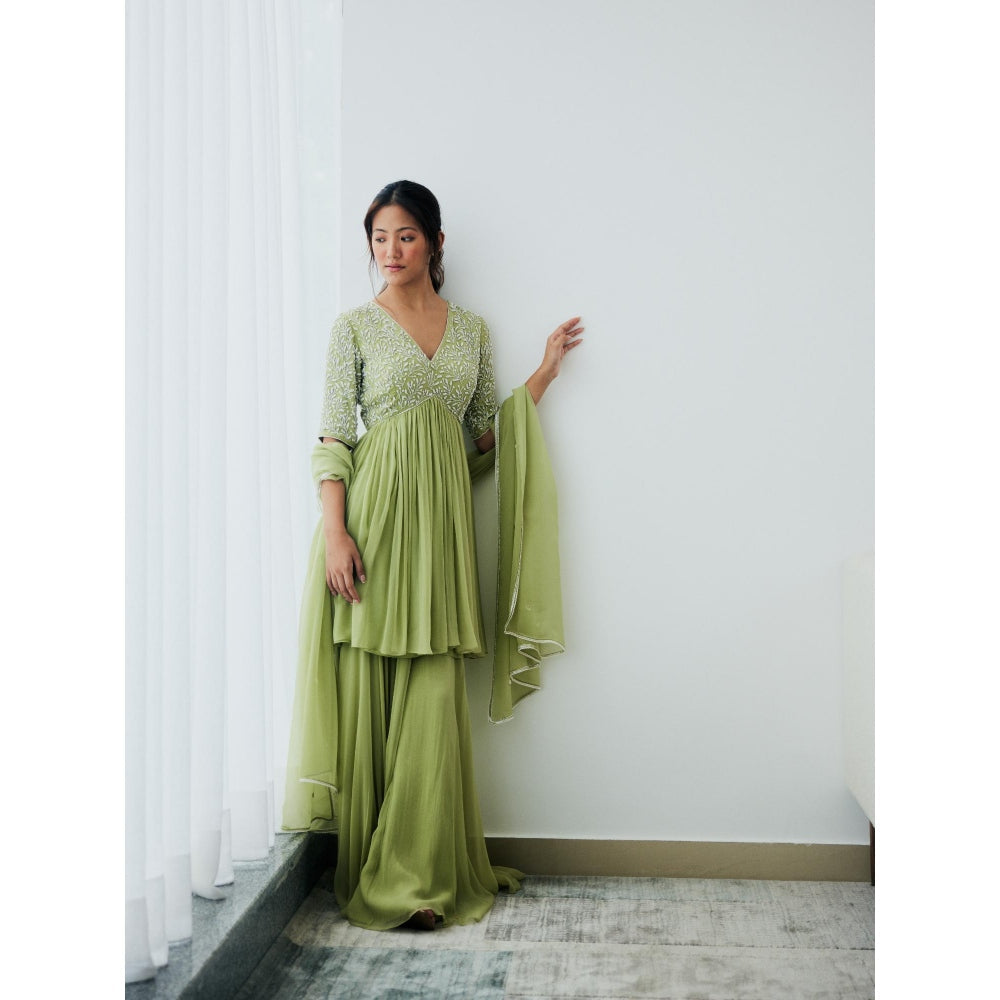 Lavanya Ahuja New Leaf Kurta and Sharara with Dupatta (Set of 3)