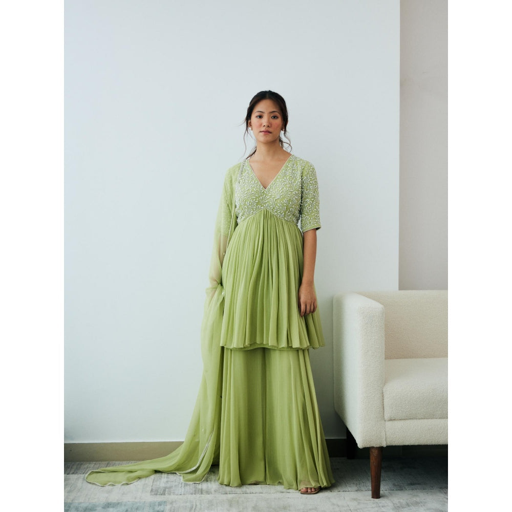 Lavanya Ahuja New Leaf Kurta and Sharara with Dupatta (Set of 3)