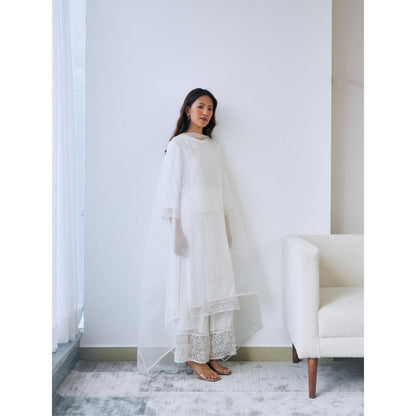 Lavanya Ahuja Cloud White Kurta and Pant with Dupatta (Set of 3)
