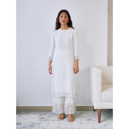 Lavanya Ahuja Cloud White Kurta and Pant with Dupatta (Set of 3)