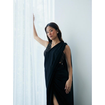 Lavanya Ahuja Midnight Knot Pre-Draped Saree with Stitched Blouse