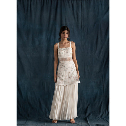 Lavanya Ahuja Ivory Organza Sharara with Tunic & Dupatta (Set of 3)