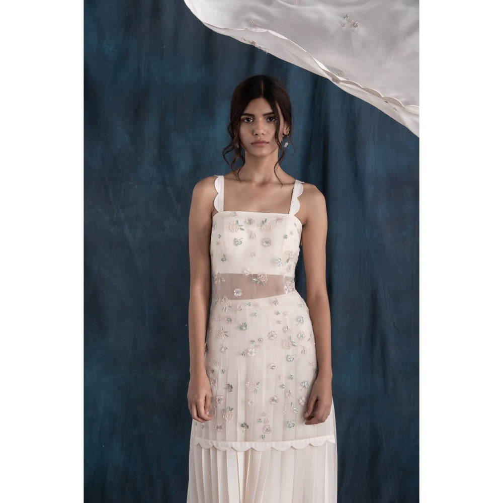 Lavanya Ahuja Ivory Organza Sharara with Tunic & Dupatta (Set of 3)