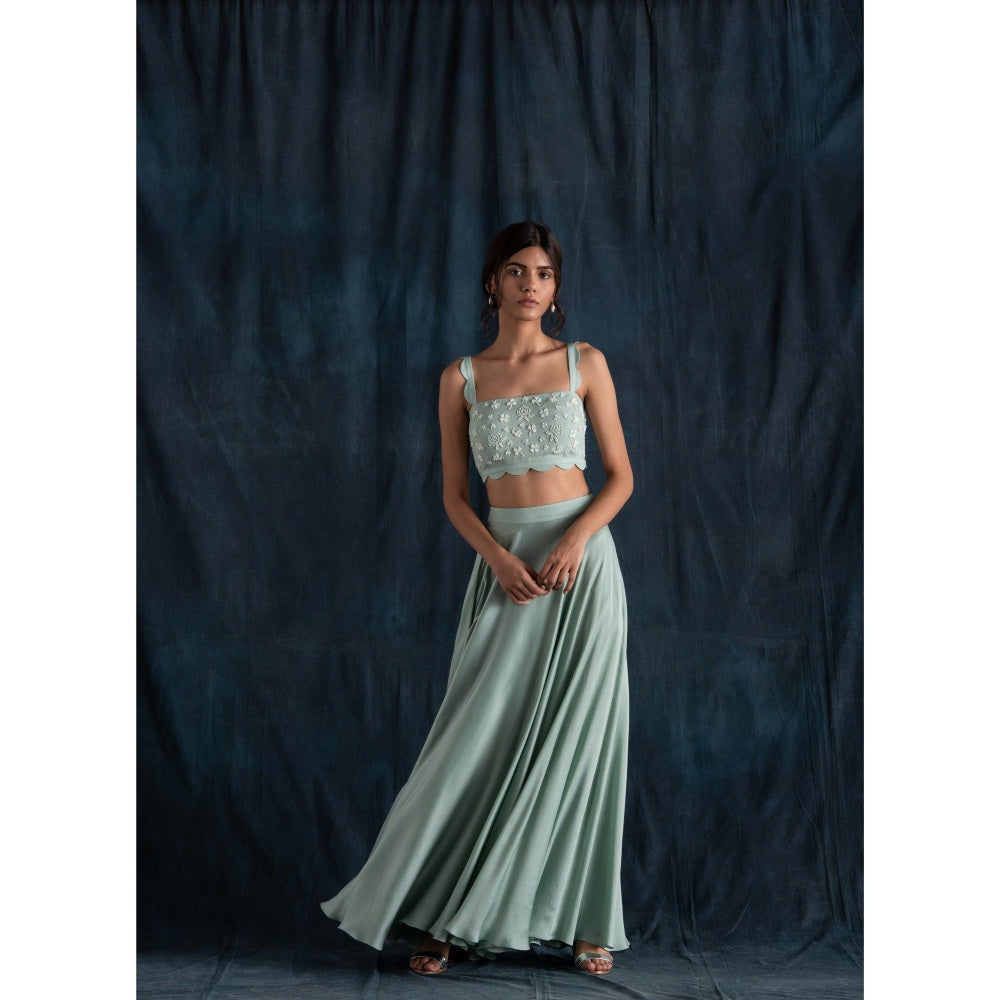 Lavanya Ahuja Scallop Detail Lehenga & Blouse with Dupatta (Set of 3)