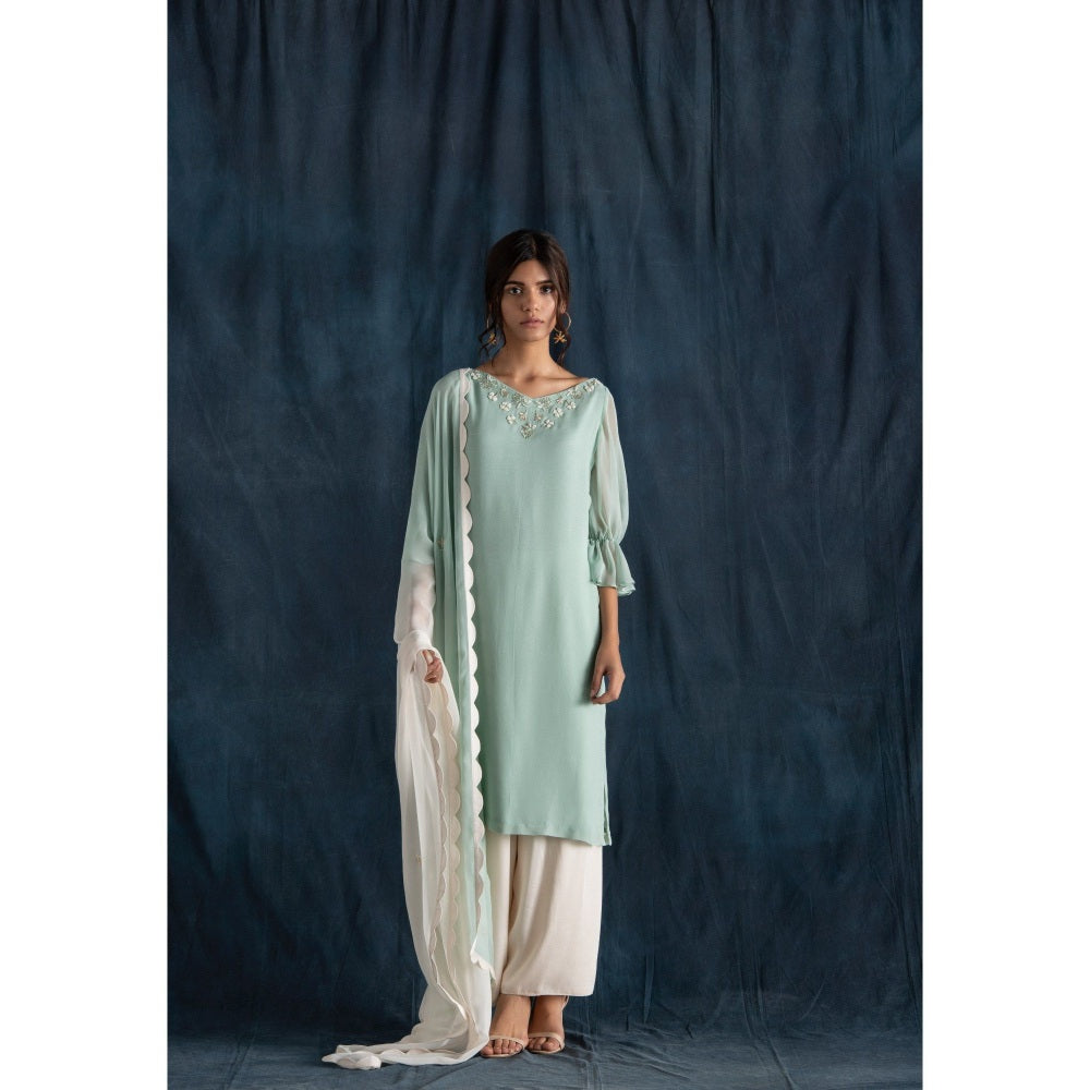 Lavanya Ahuja Green Kurta & Palazzo with Dupatta (Set of 3)