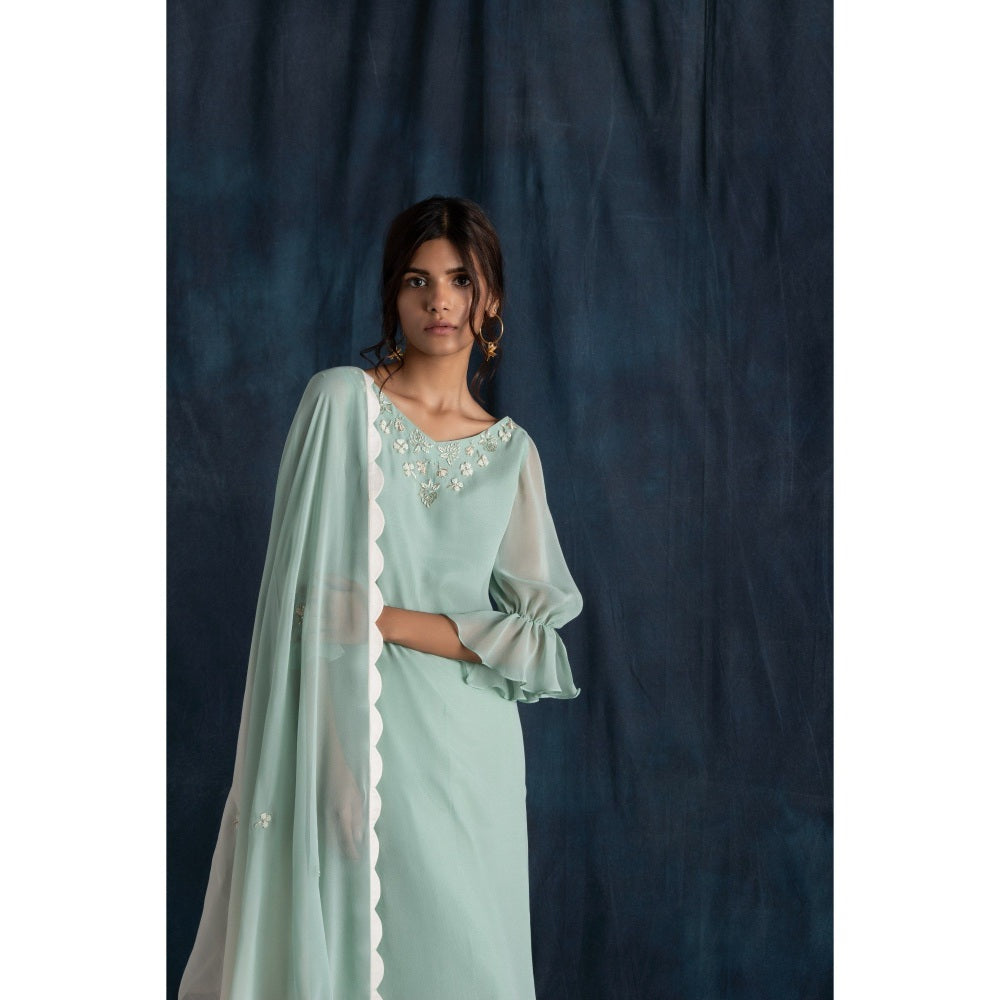 Lavanya Ahuja Green Kurta & Palazzo with Dupatta (Set of 3)