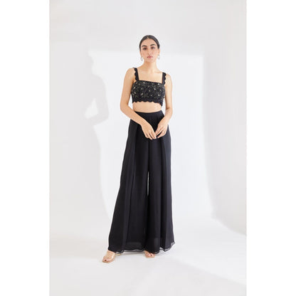 Lavanya Ahuja Midnight Cape with Top & Palazzo (Set of 3)