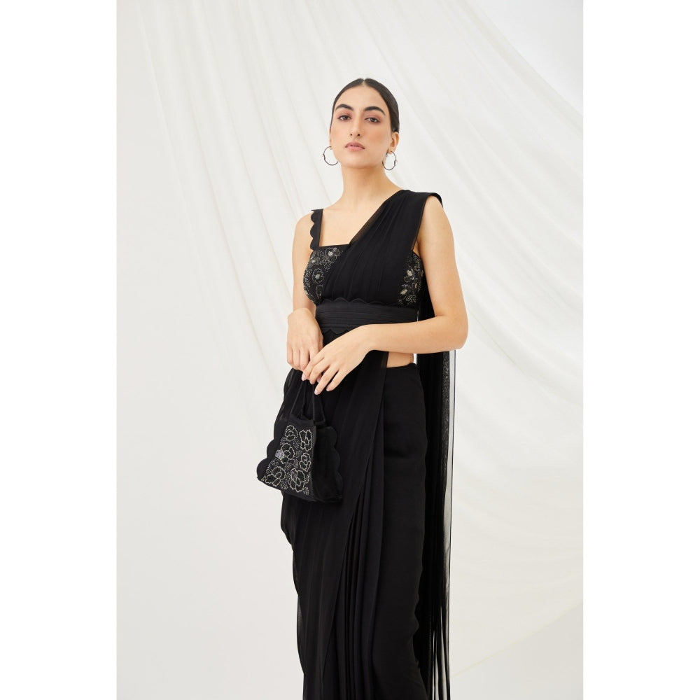 Lavanya Ahuja Cloudland Pre-Draped Saree Belt & Petticoat with Stitched Blouse (Set of 4)