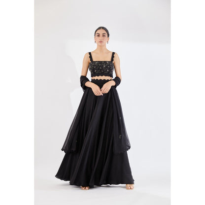 Lavanya Ahuja Midnight Cloudland Lehenga & Blouse with Dupatta (Set of 3)