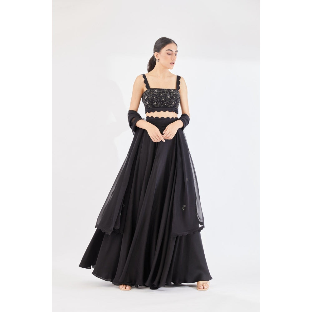 Lavanya Ahuja Midnight Cloudland Lehenga & Blouse with Dupatta (Set of 3)