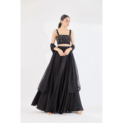 Lavanya Ahuja Midnight Cloudland Lehenga & Blouse with Dupatta (Set of 3)