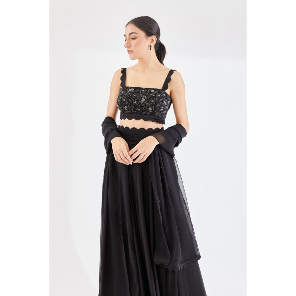 Lavanya Ahuja Midnight Cloudland Lehenga & Blouse with Dupatta (Set of 3)