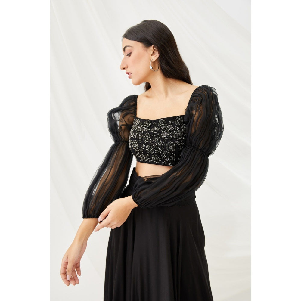 Lavanya Ahuja Midnight Billow & Breeze Lehenga & Blouse with Dupatta (Set of 3)