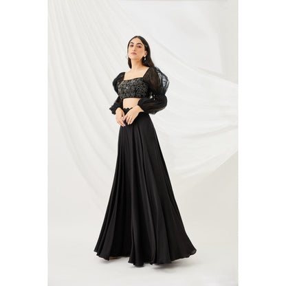 Lavanya Ahuja Midnight Billow & Breeze Lehenga & Blouse with Dupatta (Set of 3)