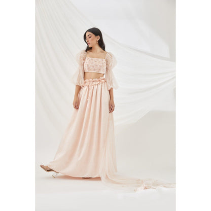 Lavanya Ahuja Blush Billow & Breeze Lehenga & Blouse with Dupatta (Set of 3)