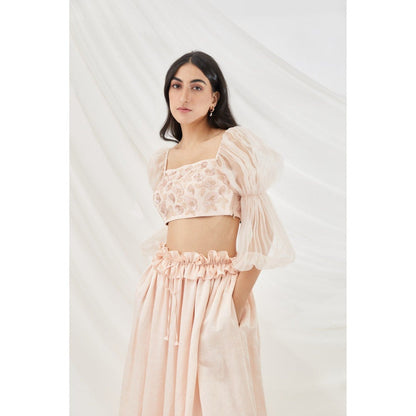Lavanya Ahuja Blush Billow & Breeze Lehenga & Blouse with Dupatta (Set of 3)